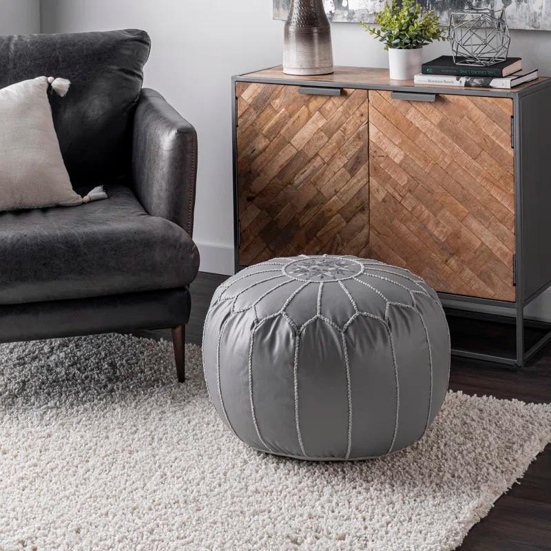 Dakota Fields Faux Leather Pouf