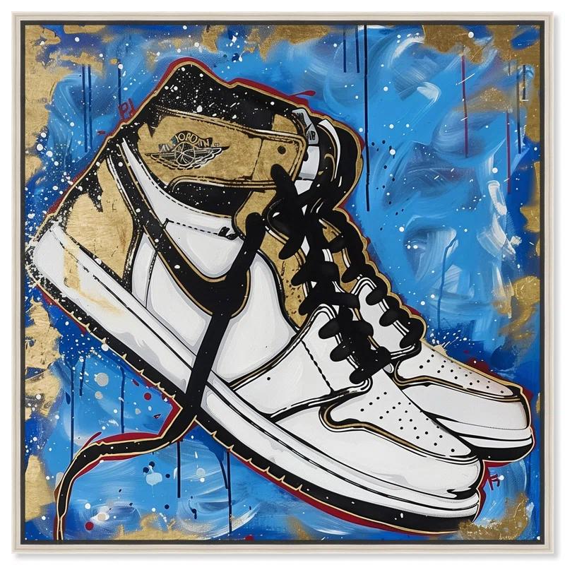 Notori Art Golden Sky Sneakers II Modern Sneaker Art Prints Wall Art by Notoriart