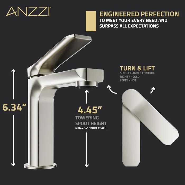 ANZZI Single-Hole Single-handle Bathroom Faucet with Drain Assembly L-AZ900BN