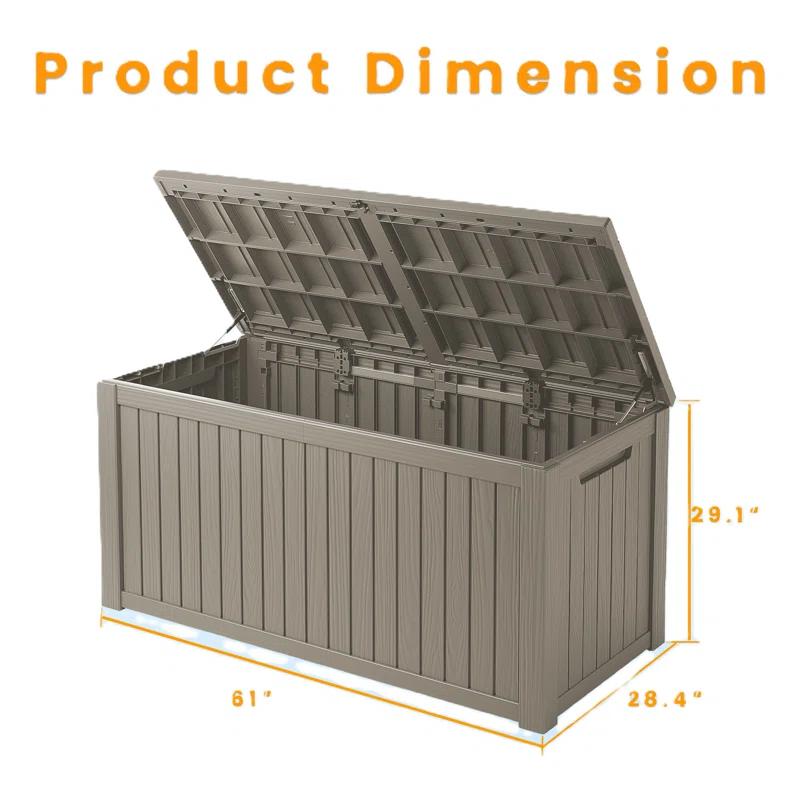 Emperic Design Emperic Design 61'' W 180 Gallons Water Resistant Resin Lockable Deck Box