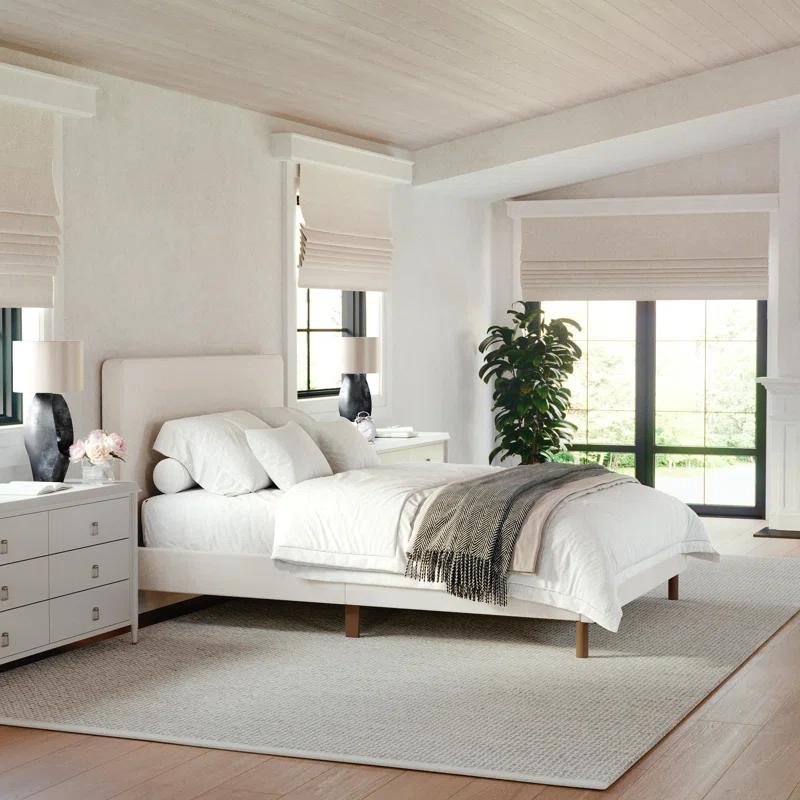 Martha Stewart Martha Stewart Britta Upholstered Platform Bed With Piped Detail Headboard