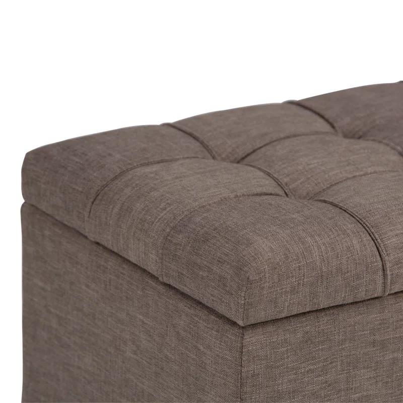Simpli Home Sienna 33"W Upholstered Storage Ottoman Bench with Lift-Up Tufted Top