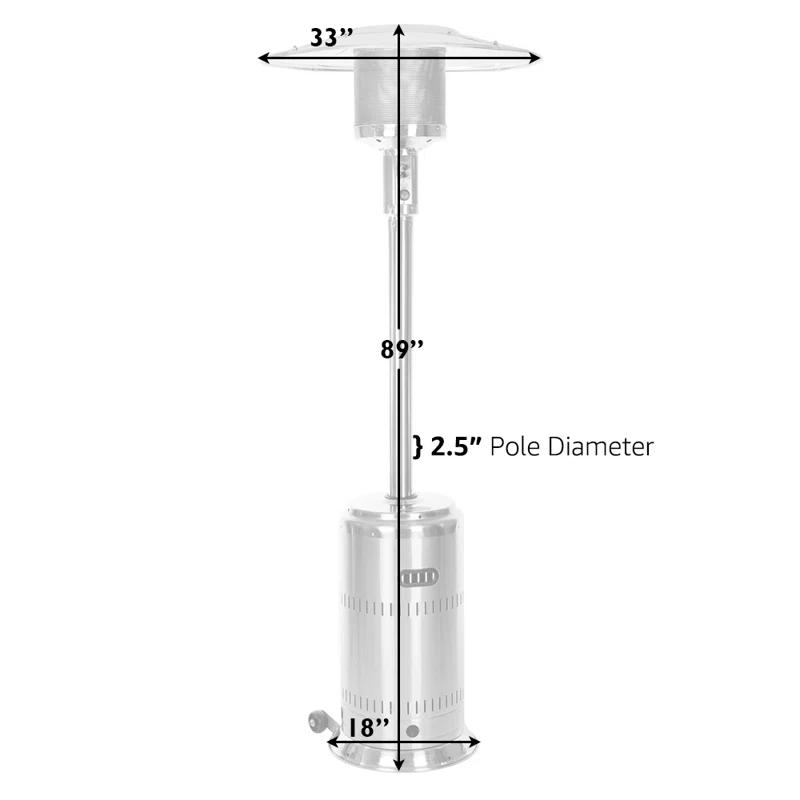 Fire Sense Fire Sense Performance Series Patio Heater with Wheels 50,000 BTU Output-Unpainted Stainless Steel