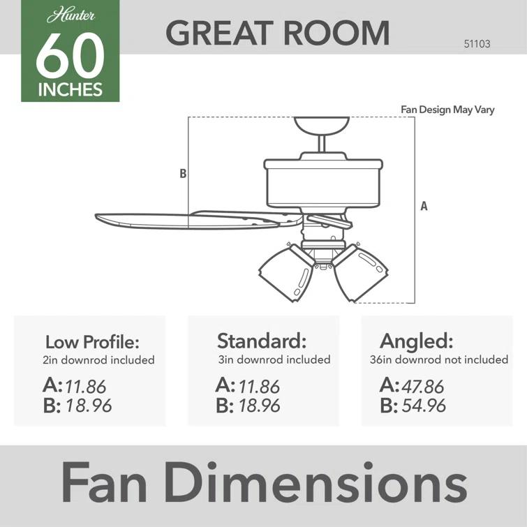 Hunter Fan 60" Crestfield 5 - Blade Ceiling Fan with Pull Chain and Light Kit Included