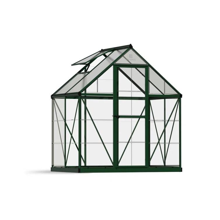 Canopia Palram - Canopia Hybrid 6' W x 4' D Walk-In Hobby Polycarbonate Aluminum Frame Greenhouse Kit with Roof Vent - Green