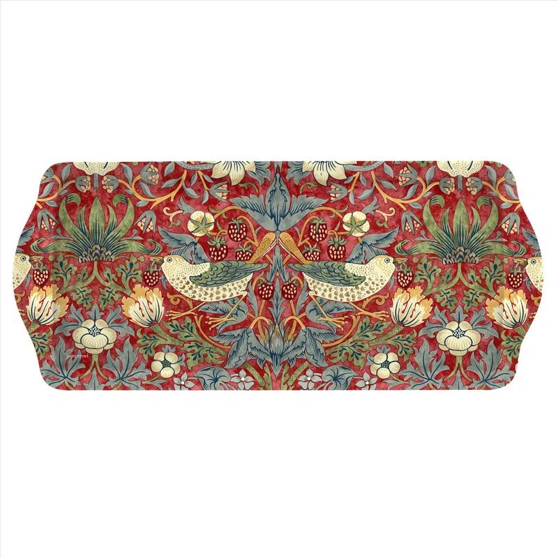 Pimpernel Strawberry Thief Red Melamine Sandwich Tray 15.1 X6.5"