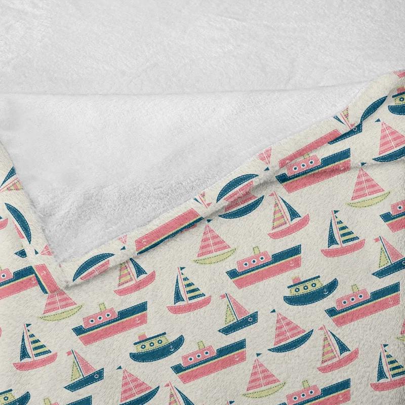 Ambesonne Ambesonne Sailing Fleece Throw Blanket Little Ships Boat Yacht Multicolor