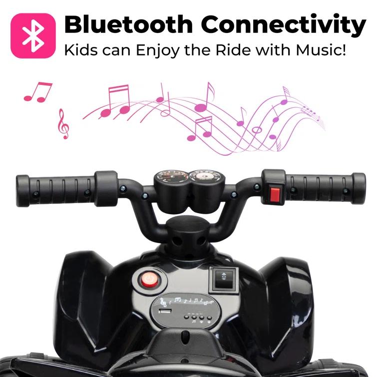 TOBBI_TOYS 6V ATV Battery Powered ride on Car  With Bluetooth, Music, Lights, Simple Operation for Toddlers