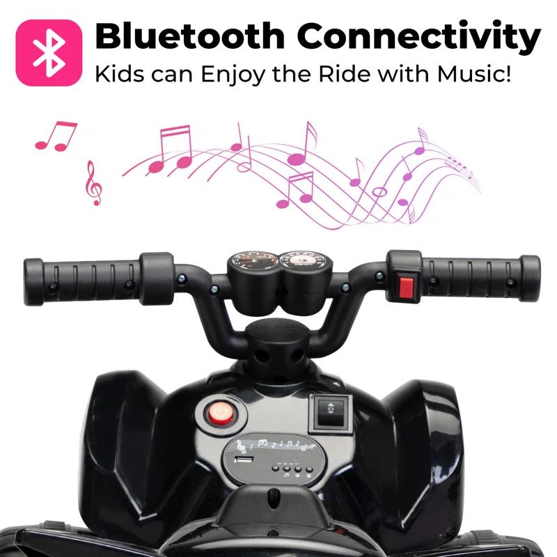 TOBBI_TOYS 6V ATV Battery Powered ride on Car  With Bluetooth, Music, Lights, Simple Operation for Toddlers