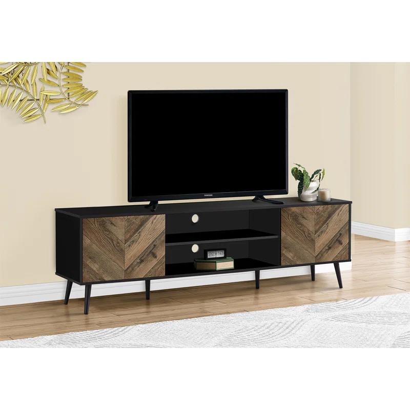 George Oliver Tv Stand, 72 Inch, Console, Media Entertainment Center, Storage Cabinet, Living Room, Bedroom And Black Laminate Metal, Contemporary, Modern