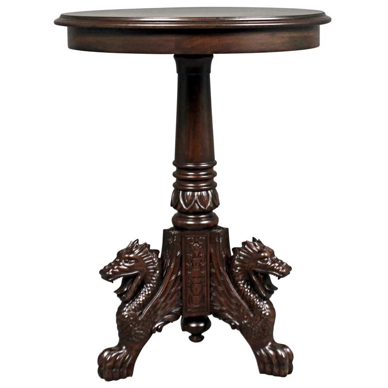 Design Toscano Heraldic Dragon Pedestal End Table