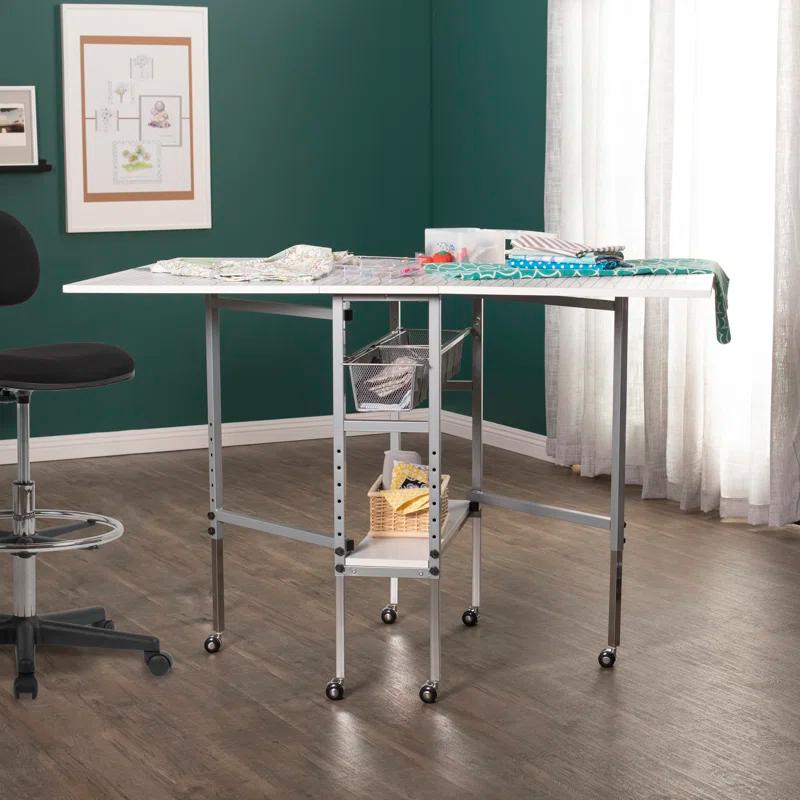58.5'' x 36.75'' Foldable Sewing Table with Wheels
