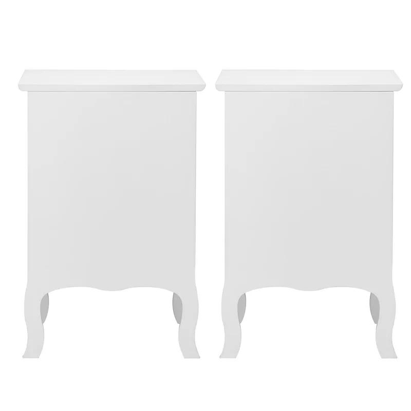 Country Elegance White Wood Dual Nightstands Set of 2