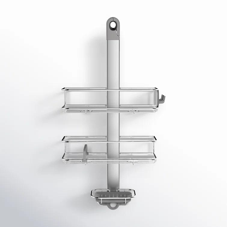 Simplehuman Medium Adjustable Shower Caddy, Stainless Steel/Anodized Aluminum Rust-Proof Frame