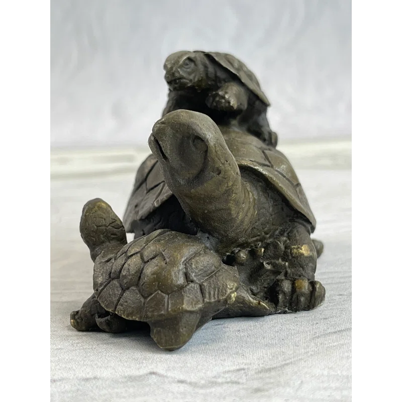 Bayou Breeze Purifoy Original Mother Turtle With Baby Hatchling Bronze Sculpture Reptile Sea Statue