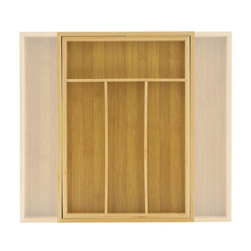 JoyJolt JoyJolt Bamboo Expandable Flatware Drawer Organizer for Kitchen Utensils