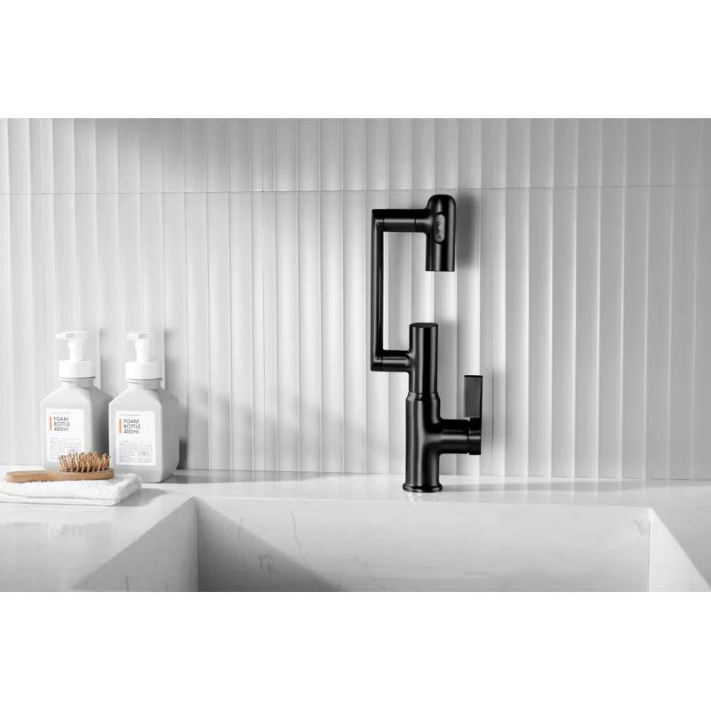 Lefton BF2204-3 Lefton Rotatable Single Hole Bathroom Faucet with Temperature Display BF2204