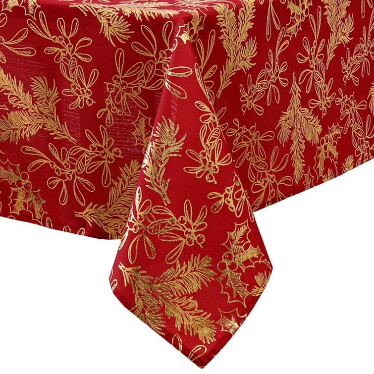 The Holiday Aisle® Kailyne Foil Woodland Holiday Fabric Tablecloth