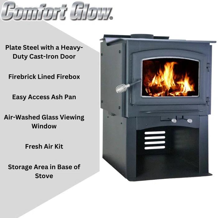 Comfort Glow Comfort Glow Wood Burning Stove, Heats Up To 3,200 Sq Ft, Fits 22" Log