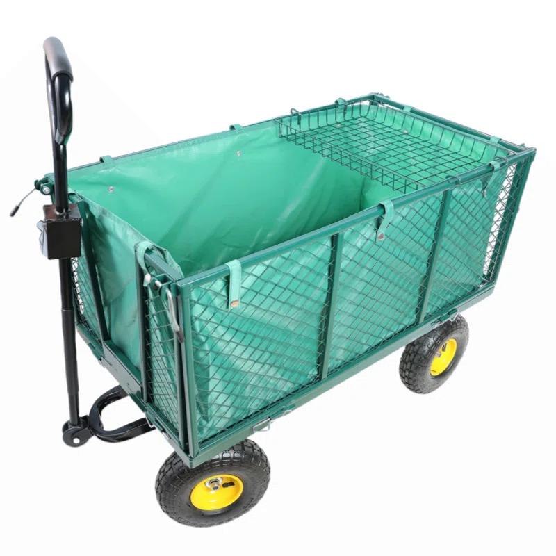 GZMWON Flower Cart Garden Flower Cart Is Easier To Transport Firewood Green+Cloth Bag