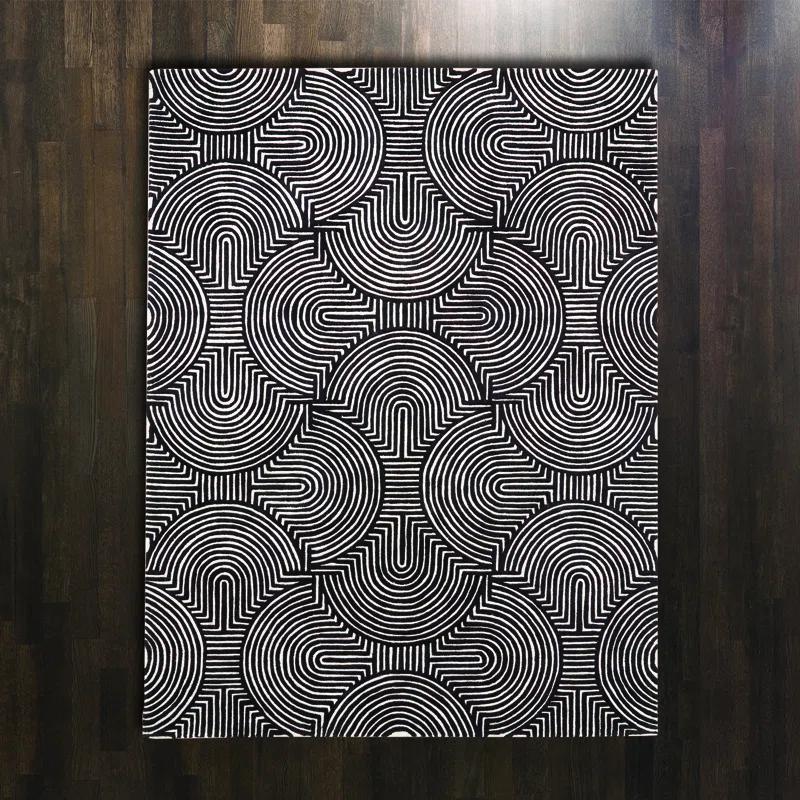 Global Views Arches Rug-Black/Ivory