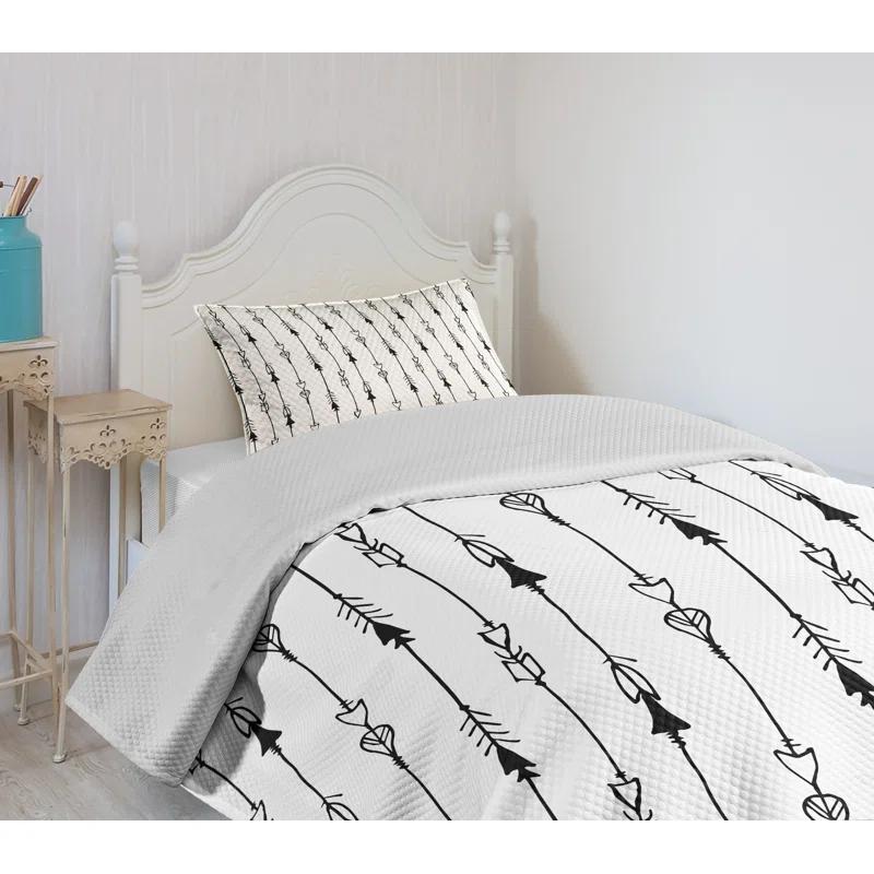 Ambesonne Ambesonne Black White Bedspread Tribe Vintage Arrow