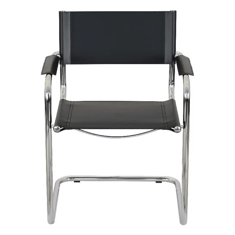 Breuer Chair Company Mart Stam Cantilever Armchair Arm Chair w/ Chrome-Plated Steel Frame (Various Bonded Leather Colors)
