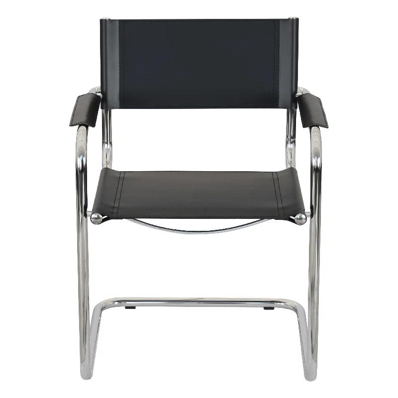 Breuer Chair Company Mart Stam Cantilever Armchair Arm Chair w/ Chrome-Plated Steel Frame (Various Bonded Leather Colors)