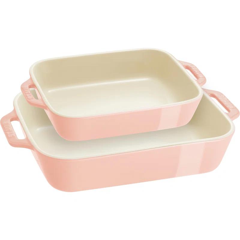 Staub Macaron Pastel Pink Rectangular Bakers, Set of 2