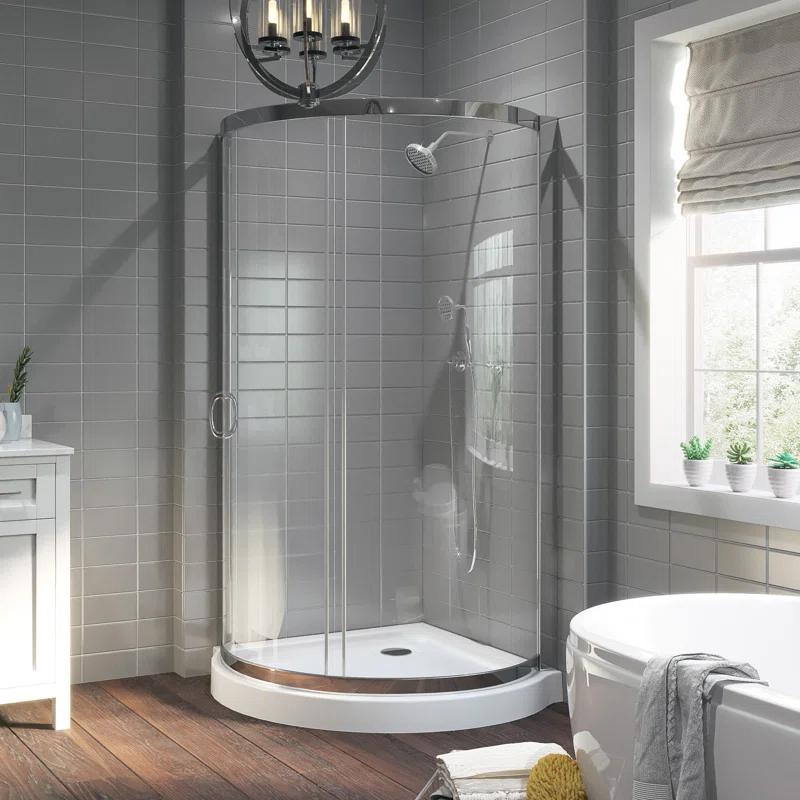 Ove Decors Breeze_36_without_walls OVE Decors Breeze Premium 40 in. Round Shower Kit w/ Clear, Base in Chrome Finish