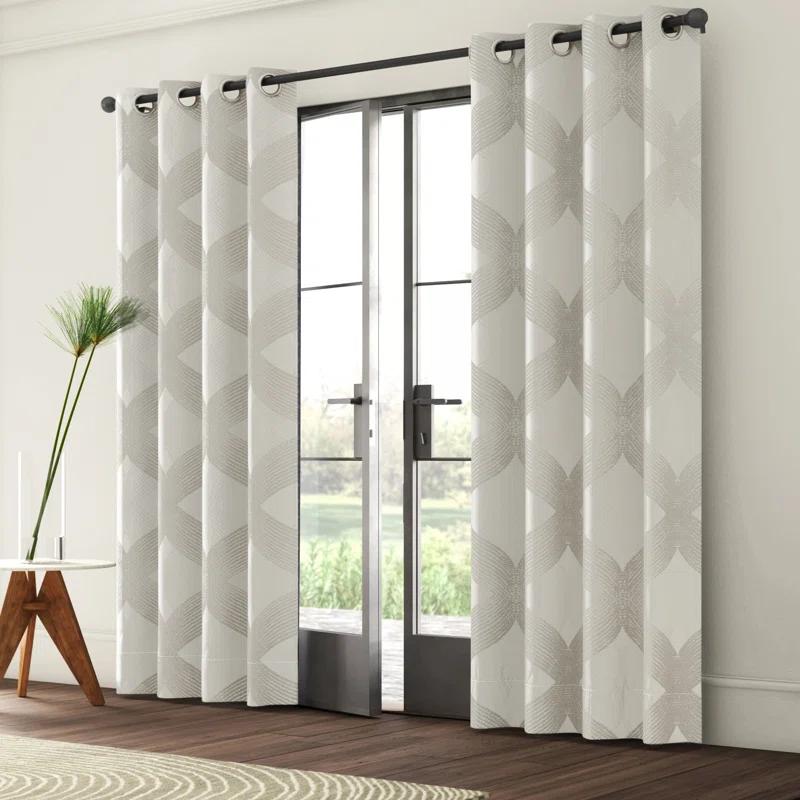 Madison Park Bentley Ogee Knitted Jacquard Geometric Total Blackout Single Curtain Panel