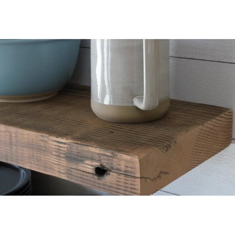 Urban Legacy Reclaimed Barn Joist Deep Floating Shelves with Low Profile Brackets