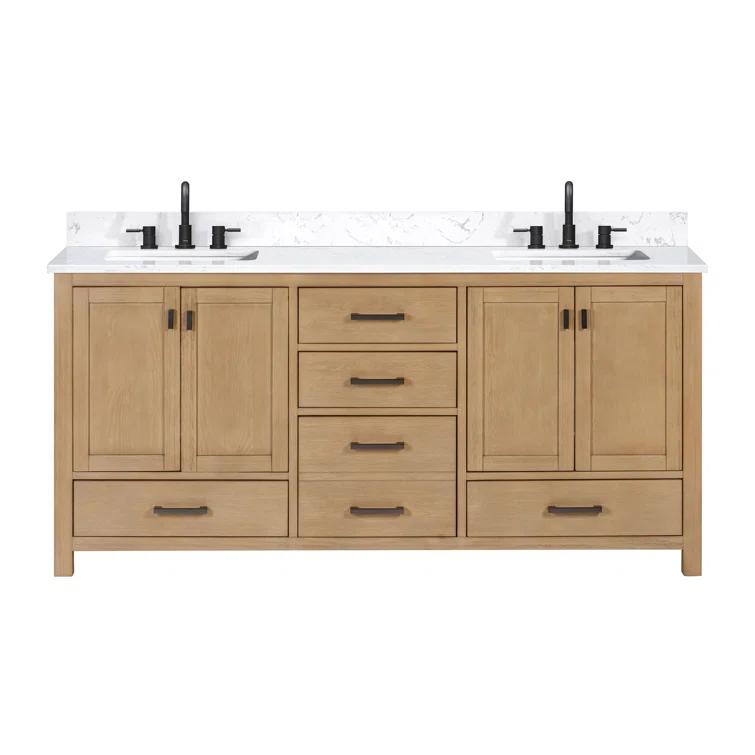 Modero 73" White Engineered Wood Double Vanity with Stone Top