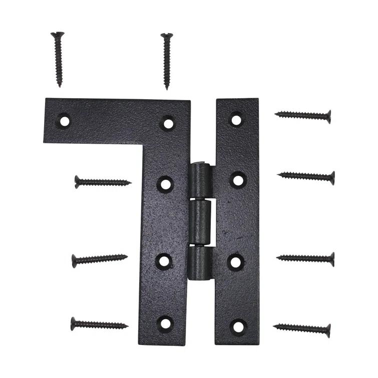 The Renovators Supply Inc. Pair Flush H-L Wrought Iron Cabinet Hinge Surface Mount Hinge