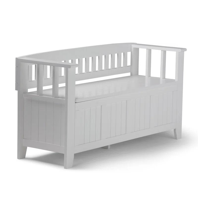 Simpli Home Acadian 48"W Solid Wood Entryway Storage Bench with Lift-Top Lid and Dual Compartments
