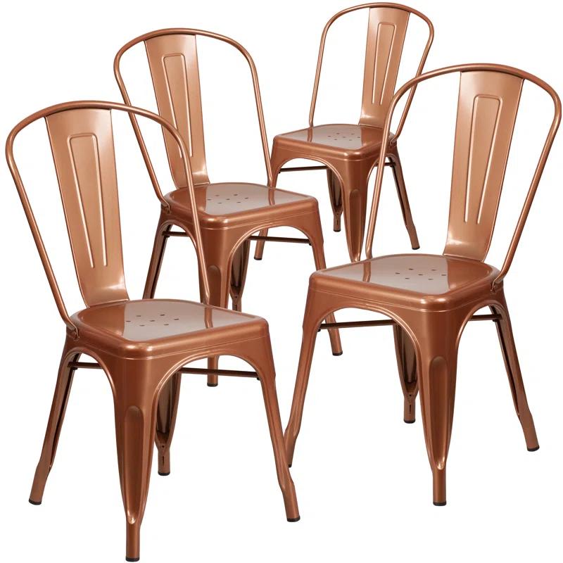 Flash Furniture Peterson Armless Metal Indoor-Outdoor Stackable Dining Chair (Set of 4)
