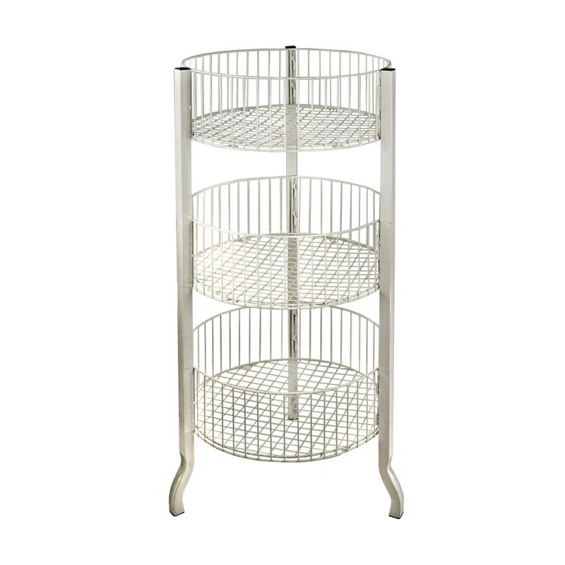 Azar Displays Three-Tiered Large White Wire Bin