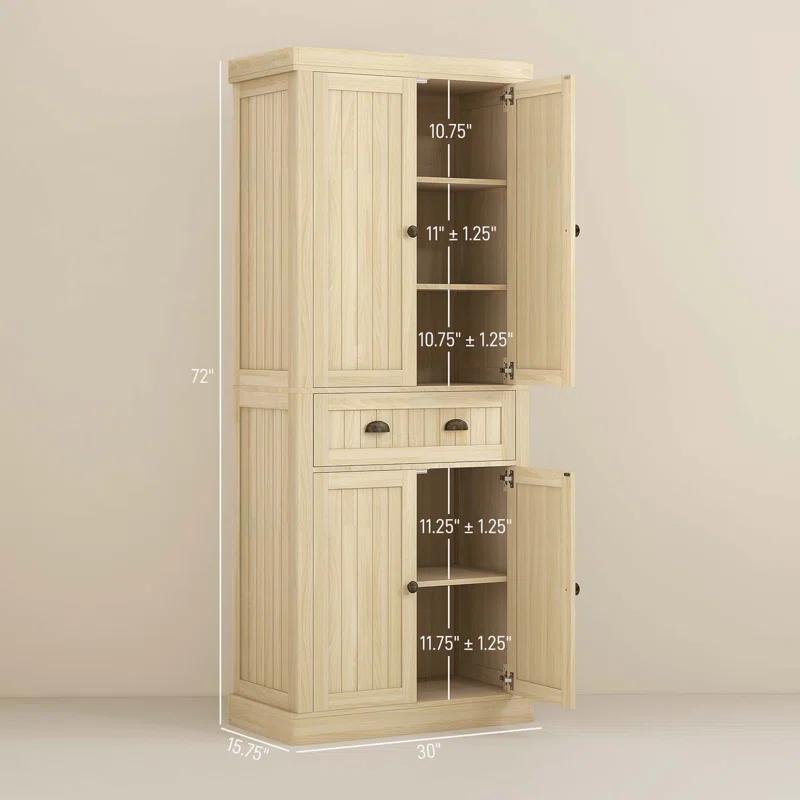 Winston Porter 72" Kitchen Pantry Cabinet Cupboard with Doors