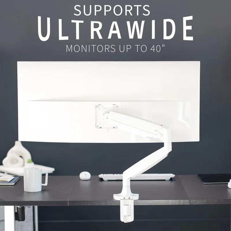Vivo White Pneumatic Arm Single Monitor Desk Mount