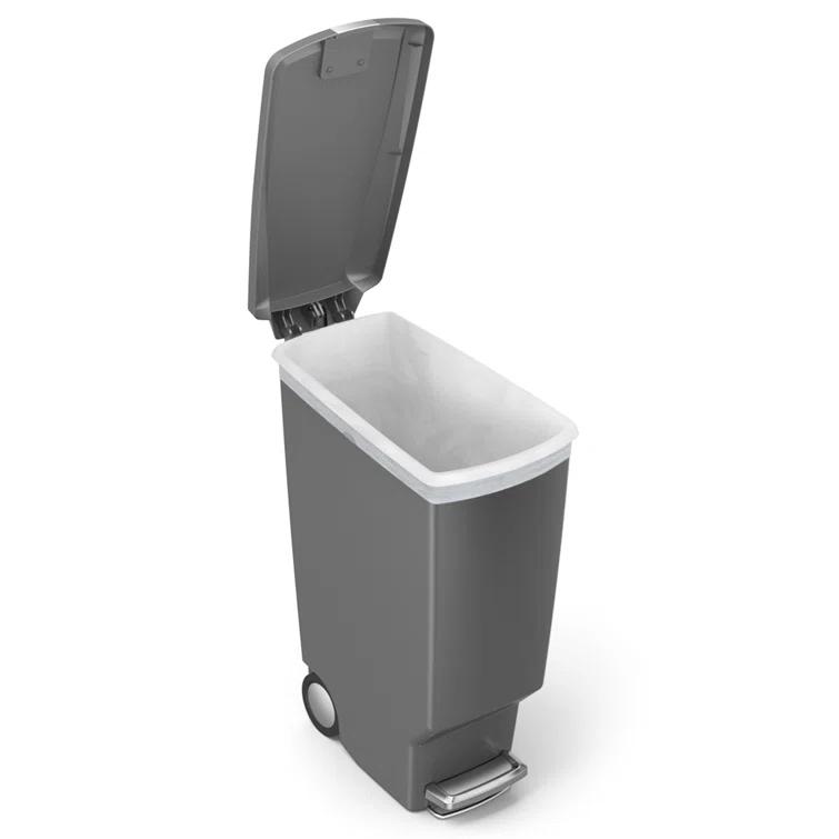 simplehuman simplehuman 40 Liter / 10.6 Gallon Slim Kitchen Step Trash Can with Secure Slide Lock, Plastic
