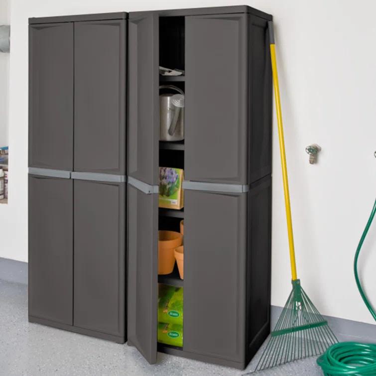 Sterilite Sterilite Adjustable 4-Shelf Gray Storage Cabinet With Doors (Set of 2)