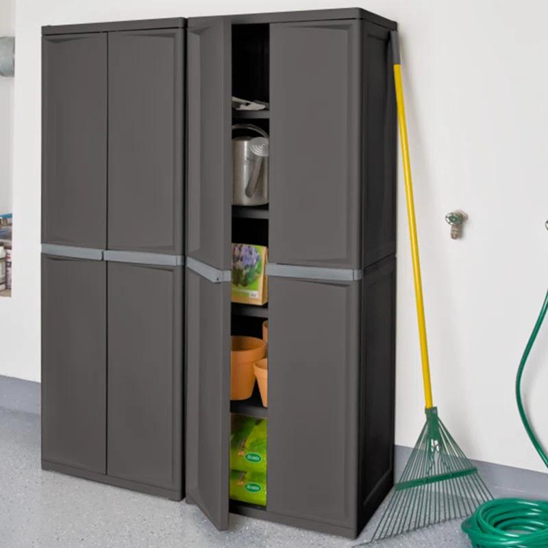 Sterilite Sterilite Adjustable 4-Shelf Gray Storage Cabinet With Doors (Set of 2)
