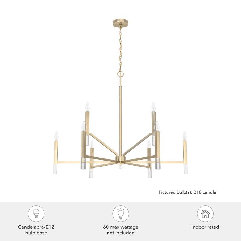 Sunjai 9 Light 2-Tier Sputnik Modern Linear Chandelier