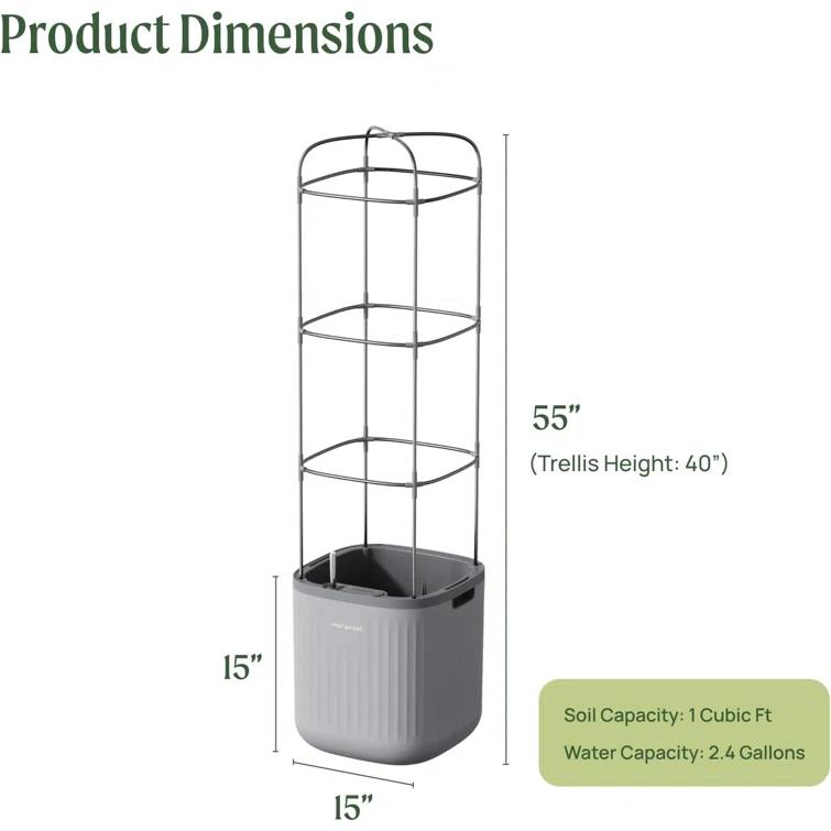 Vego Garden Mini Tomato Plastic Outdoor Pot Planter with Trellis