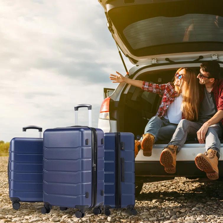 Smugdesk.com 3-Piece Luggage Set, ABS Travel Suitcase Set with TSA lock