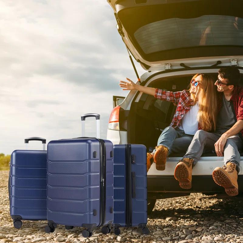 Smugdesk.com 3-Piece Luggage Set, ABS Travel Suitcase Set with TSA lock