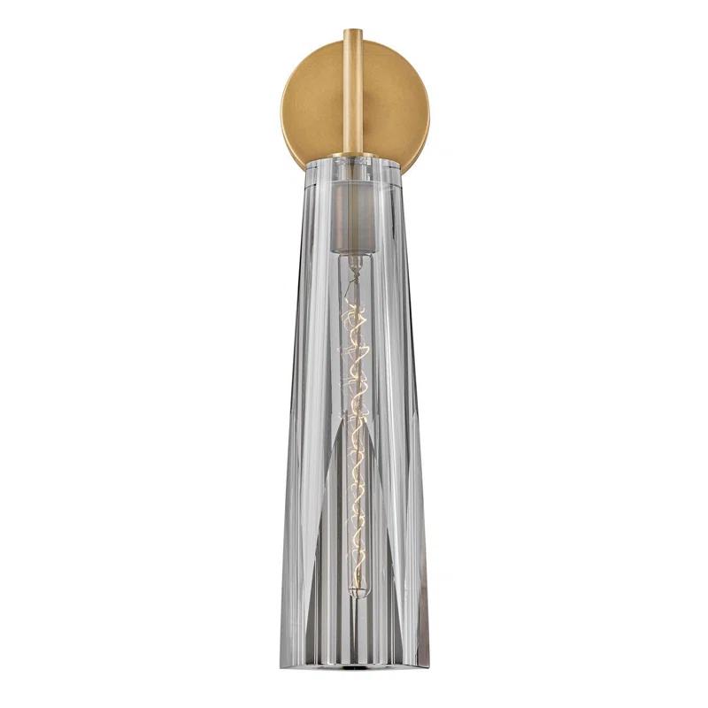 Cosette Single Light Wall Sconce w/ Thick Crystal-Cut Shade & On/Off Switch