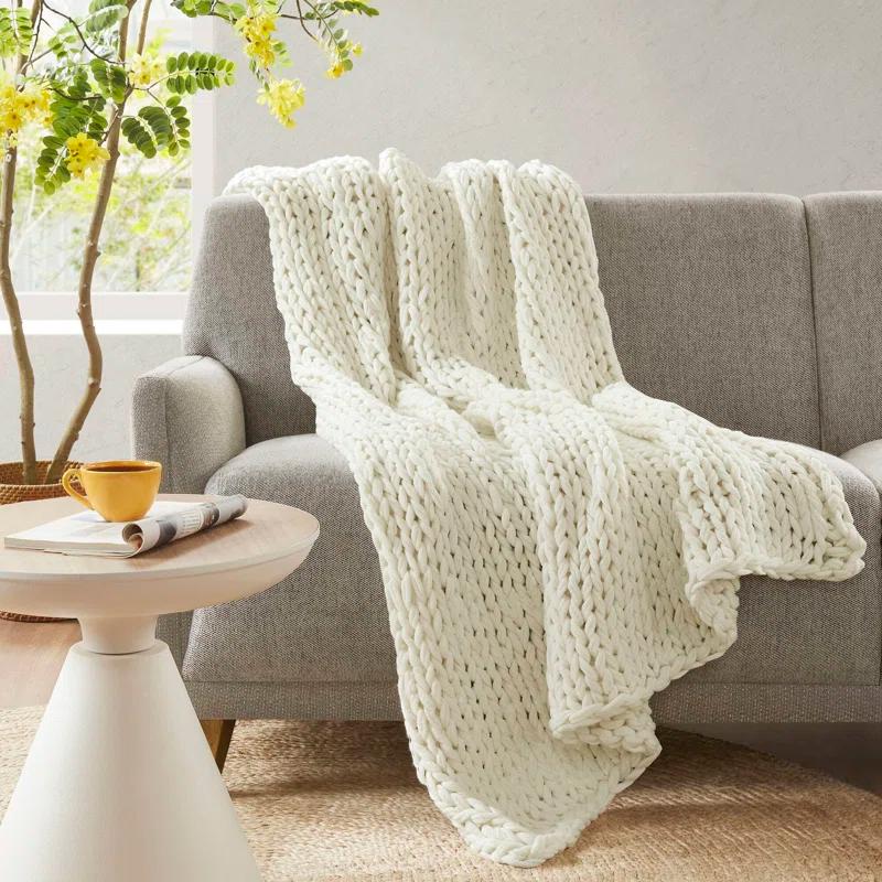 Kelly Clarkson Home Madison Hand Made Chunky Double Knit Throw Blanket