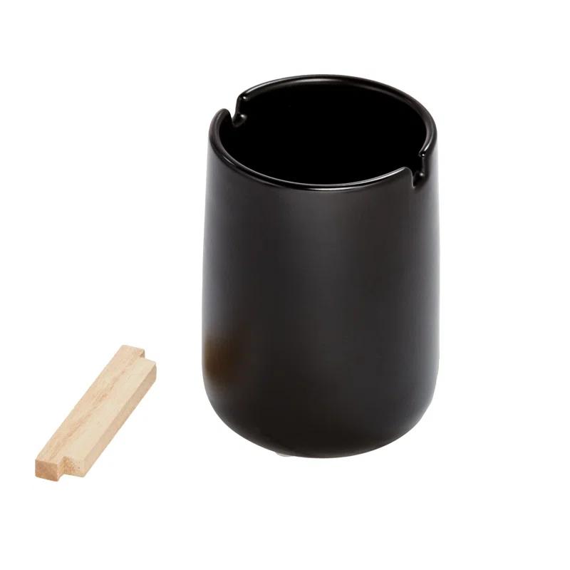 iDesign Eco Vanity Ceramic Toothbrush Holder with Paulownia Wood Divider