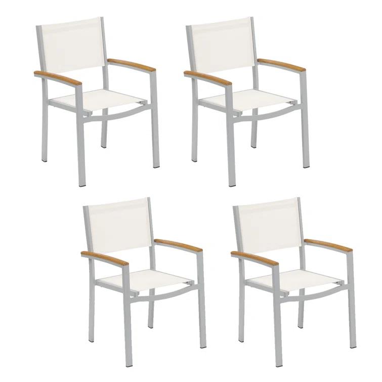 Oxford Garden Travira Stacking Patio Arm Chair (Set of 4)